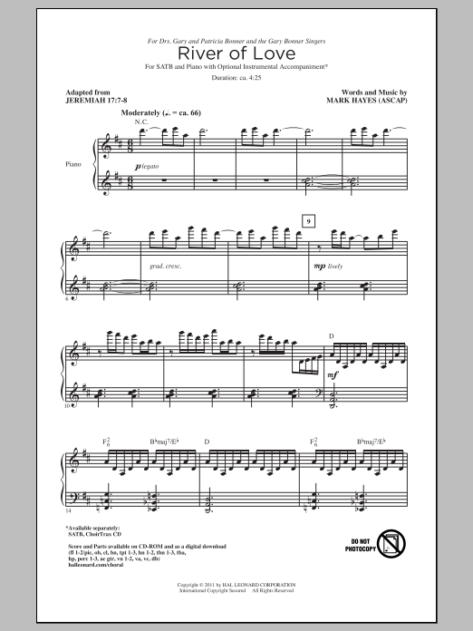 Download Mark Hayes River Of Love Sheet Music and learn how to play SATB PDF digital score in minutes