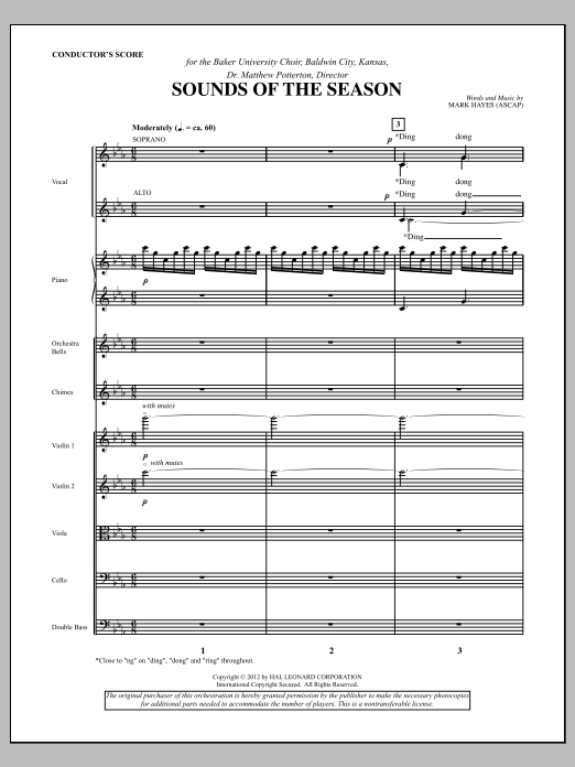 Download Mark Hayes Sounds Of The Season - Score Sheet Music and learn how to play Choir Instrumental Pak PDF digital score in minutes