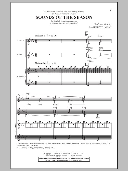 Download Mark Hayes Sounds Of The Season Sheet Music and learn how to play SATB PDF digital score in minutes