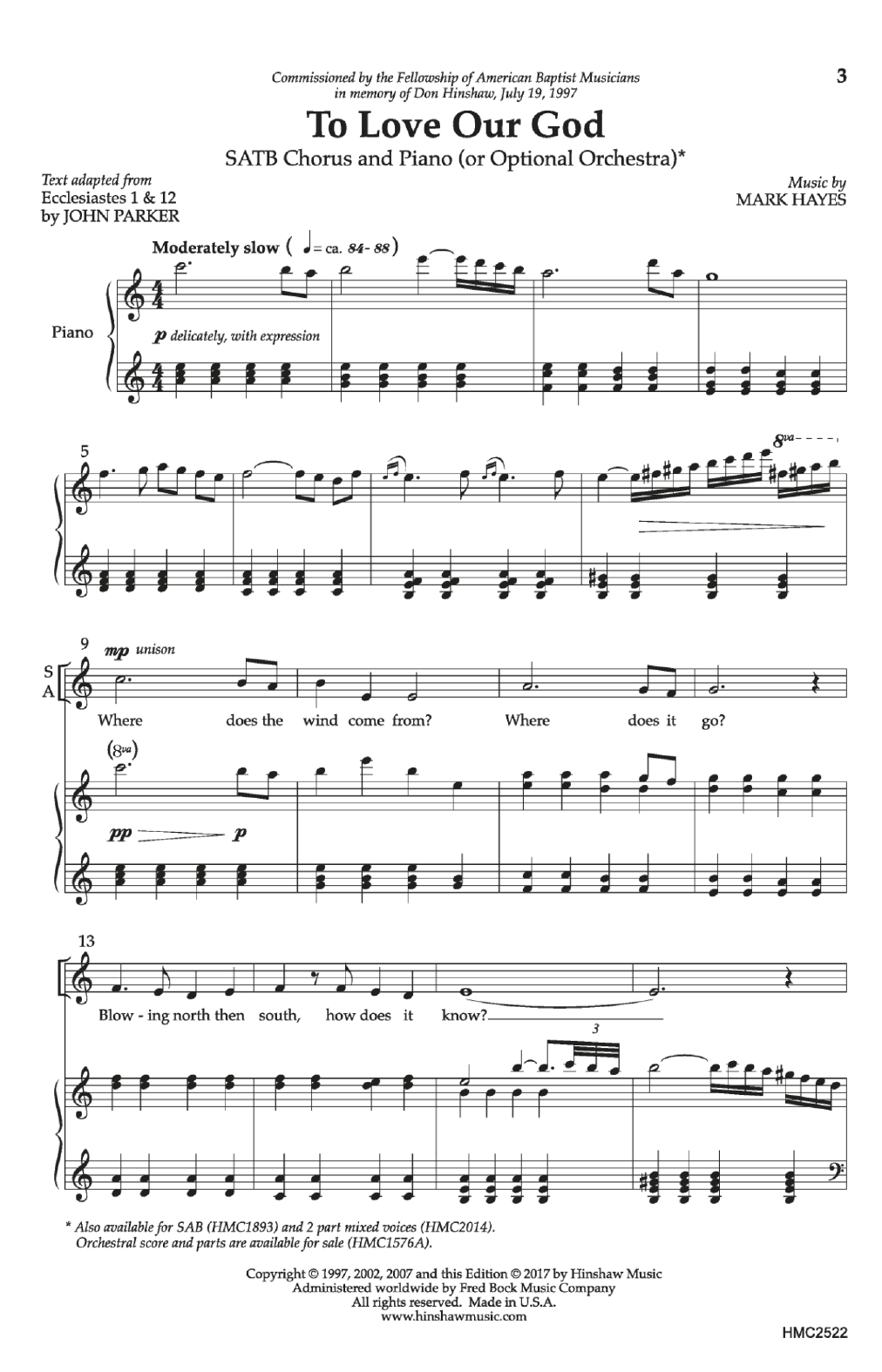 Download Mark Hayes To Love Our God Sheet Music and learn how to play Choral PDF digital score in minutes