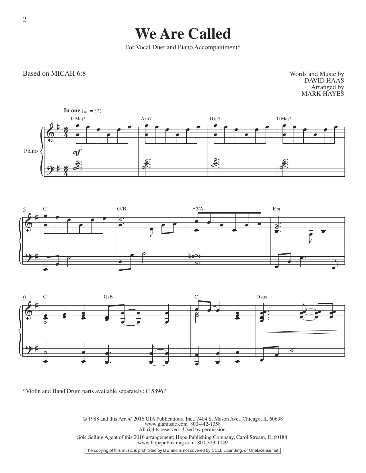 Download Mark Hayes We Are Called Sheet Music and learn how to play Vocal Duet PDF digital score in minutes