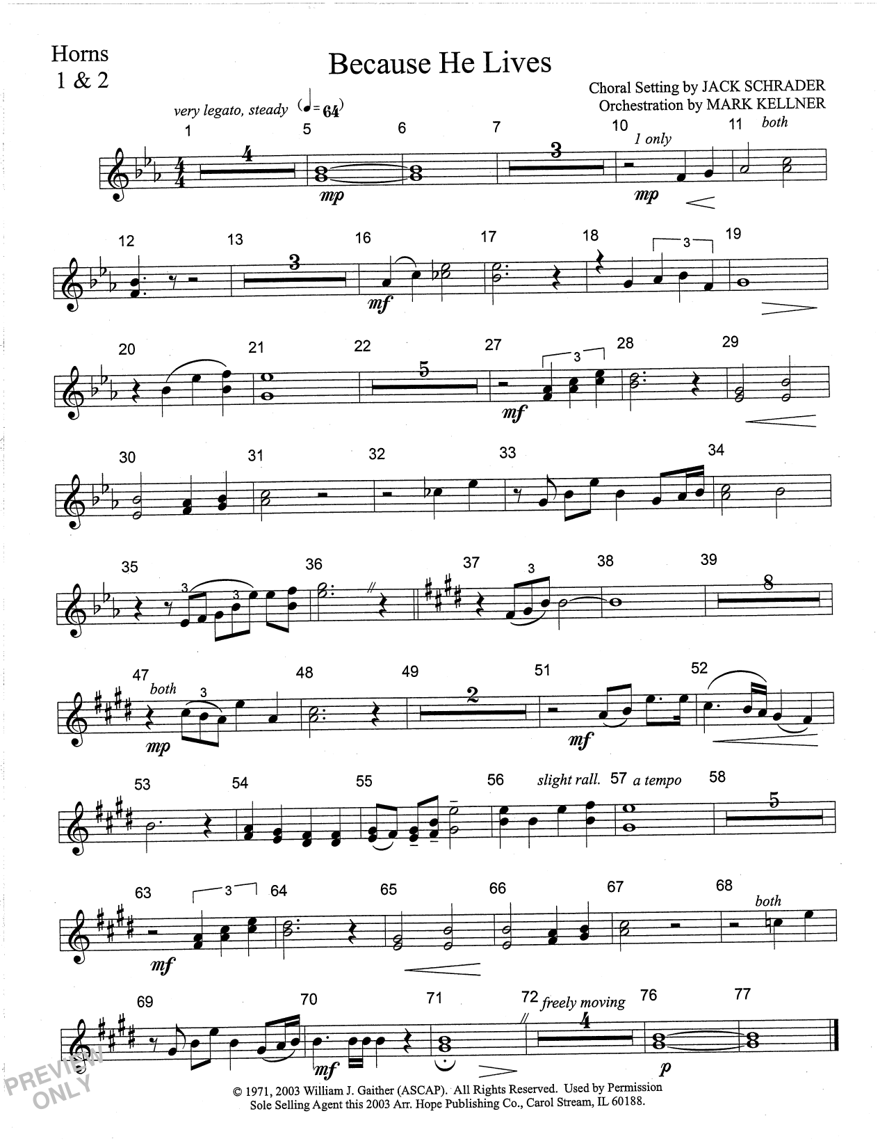 Download Mark Kellner Because He Lives - Flugelhorn Solo Sheet Music and learn how to play Choir Instrumental Pak PDF digital score in minutes