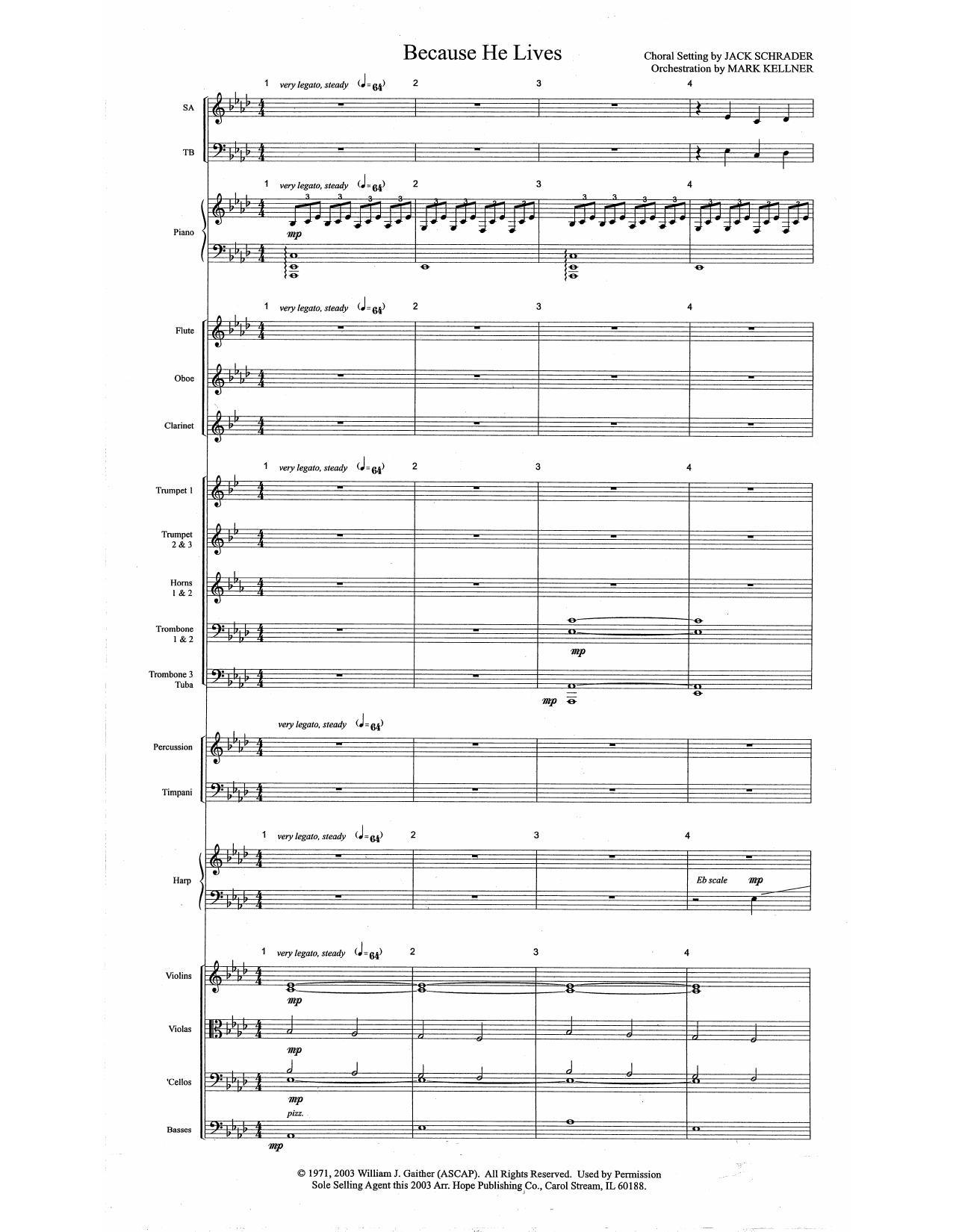 Download Mark Kellner Because He Lives - Full Score Sheet Music and learn how to play Choir Instrumental Pak PDF digital score in minutes