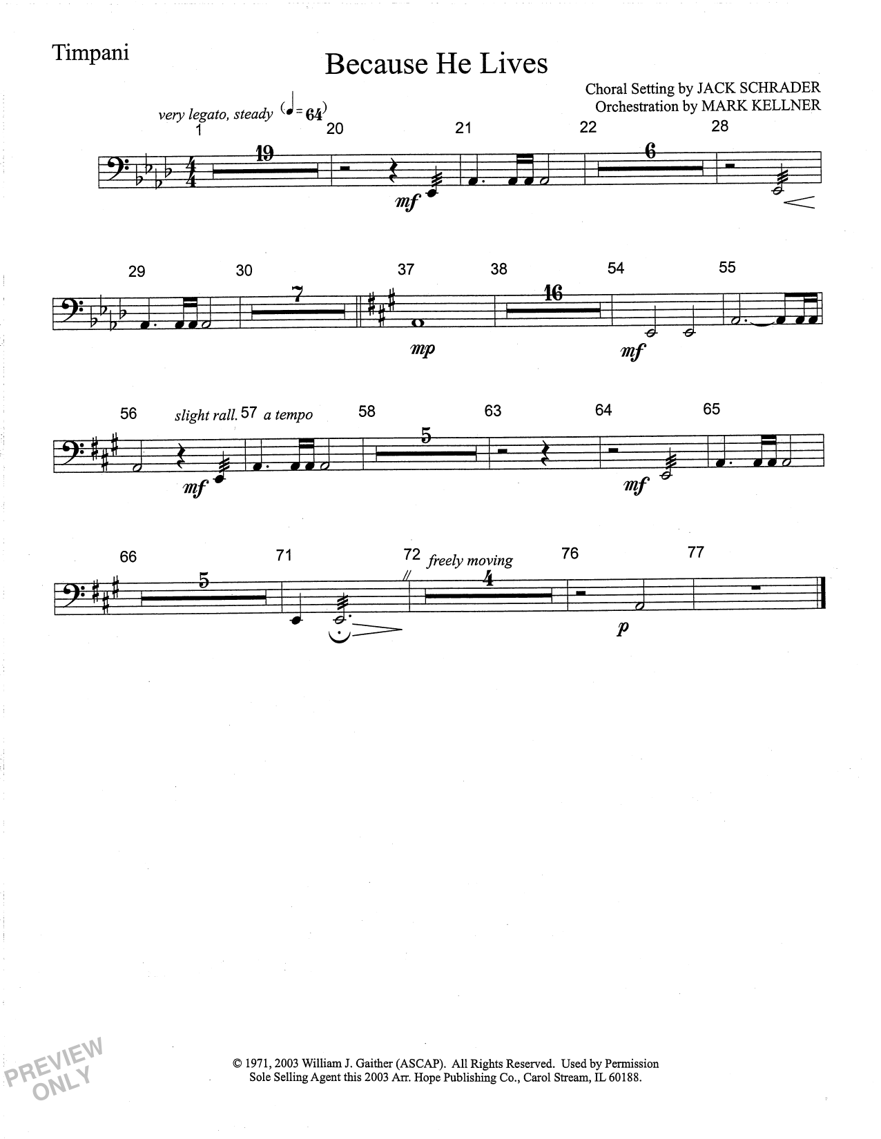 Download Mark Kellner Because He Lives - Timpani Sheet Music and learn how to play Choir Instrumental Pak PDF digital score in minutes