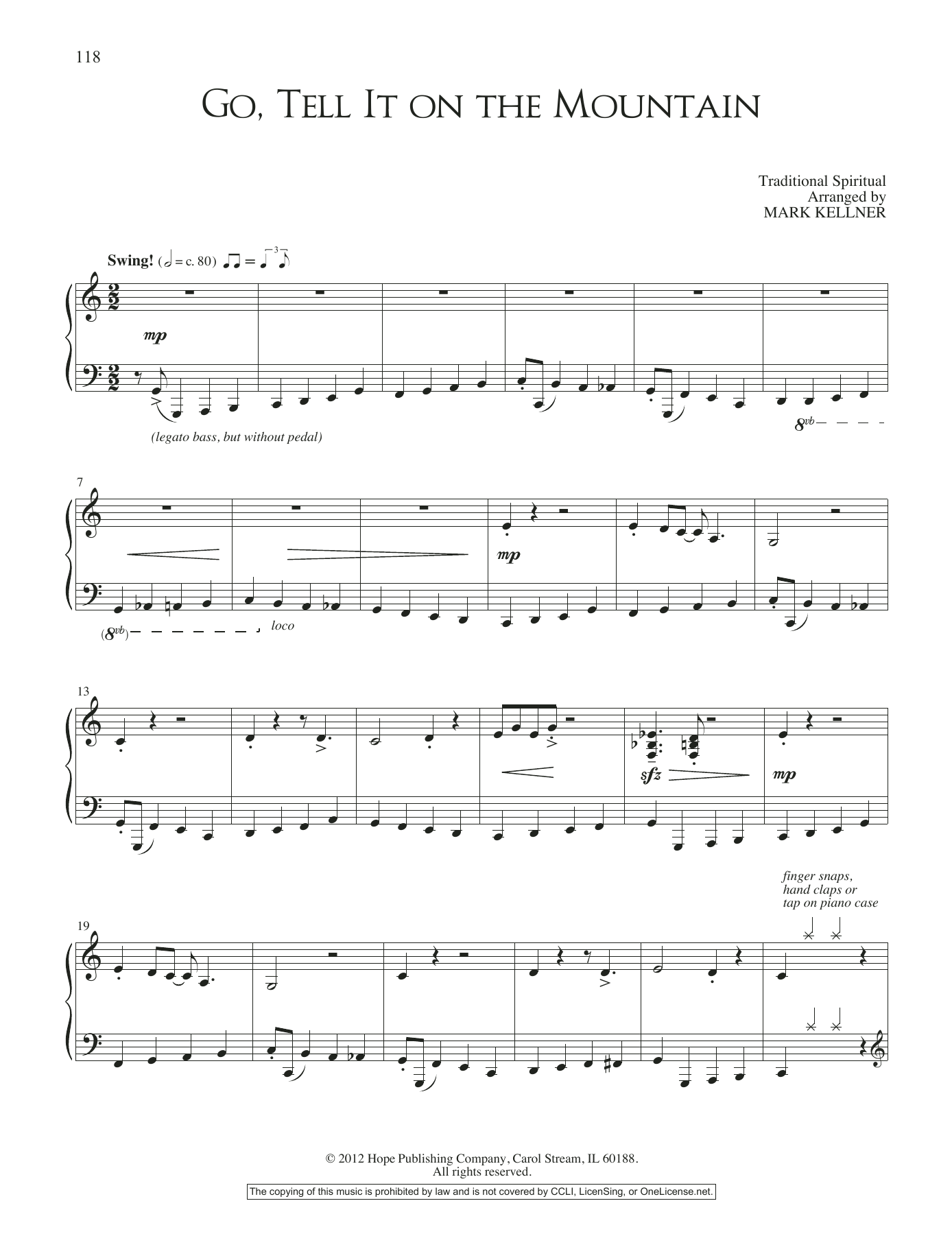 Download Mark Kellner Go, Tell It on the Mountain Sheet Music and learn how to play Piano Solo PDF digital score in minutes