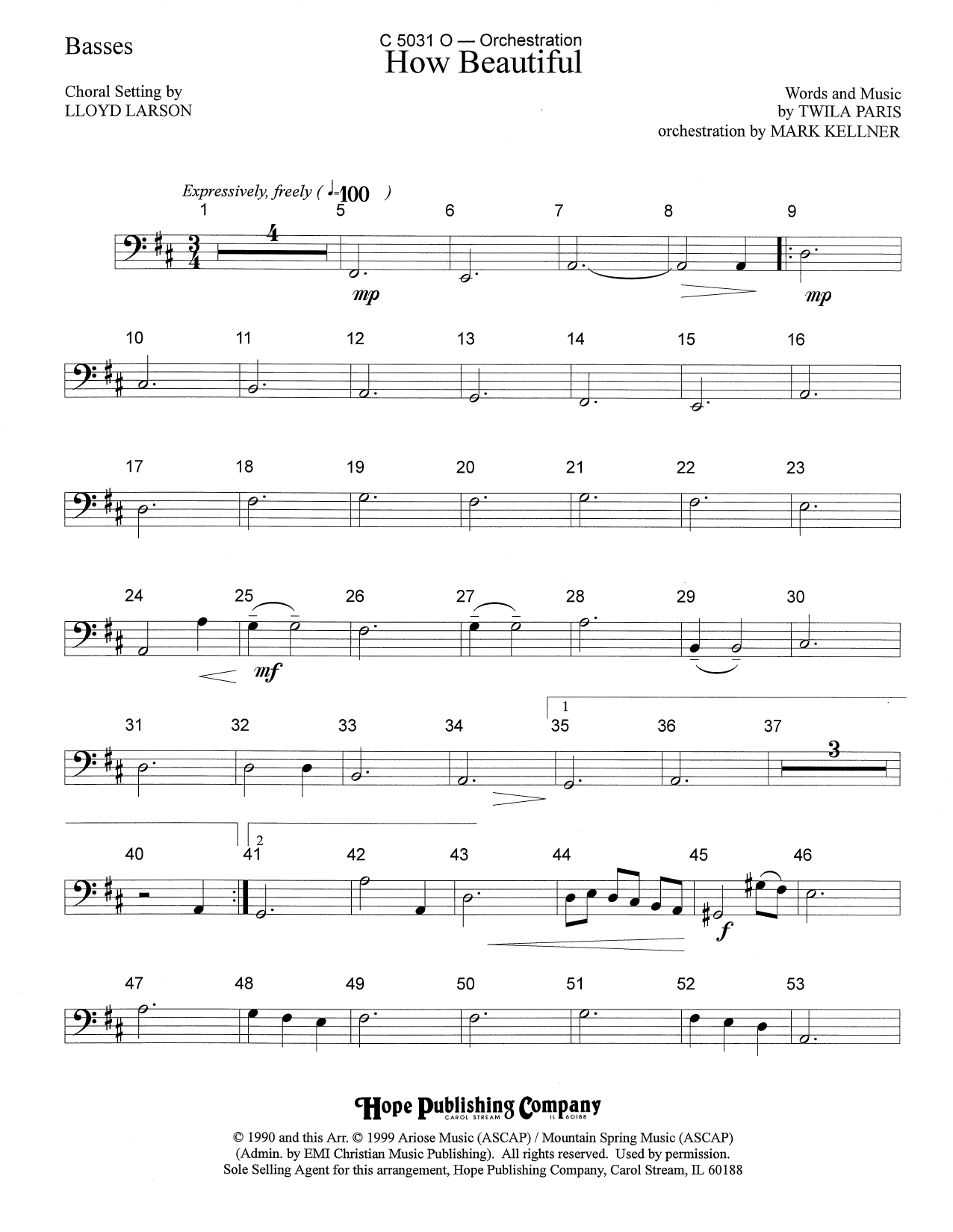 Download Mark Kellner How Beautiful - Bass Sheet Music and learn how to play Choir Instrumental Pak PDF digital score in minutes