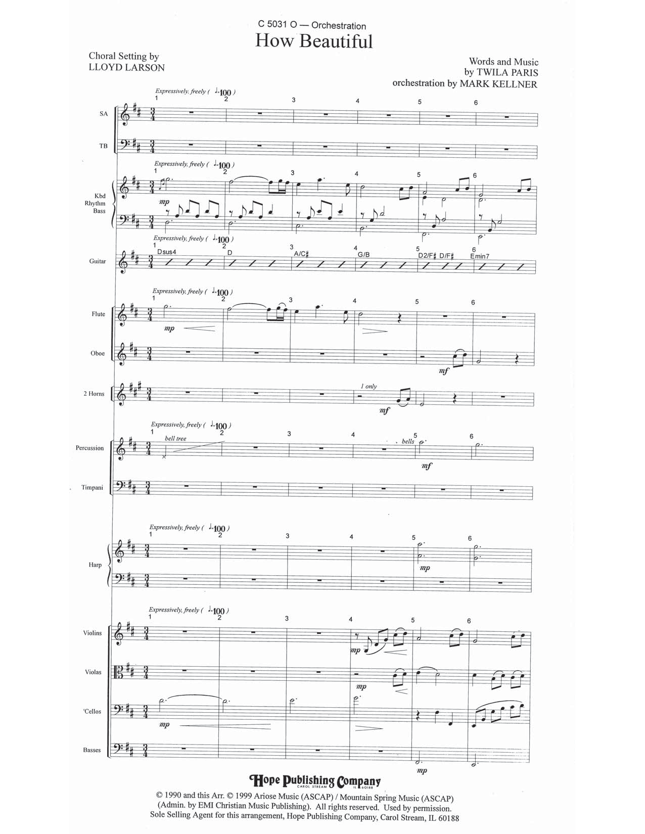 Download Mark Kellner How Beautiful - Full Score Sheet Music and learn how to play Choir Instrumental Pak PDF digital score in minutes