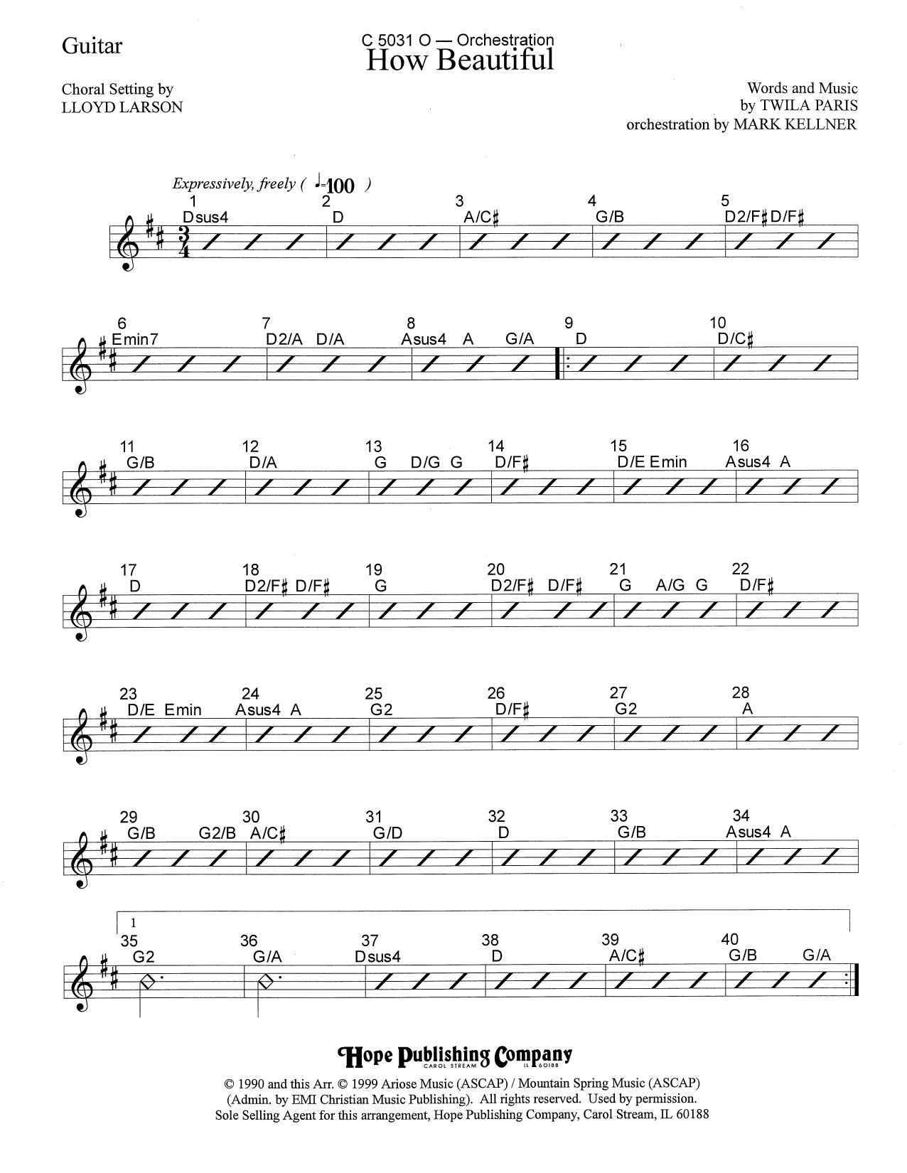 Download Mark Kellner How Beautiful - Guitar Sheet Music and learn how to play Choir Instrumental Pak PDF digital score in minutes