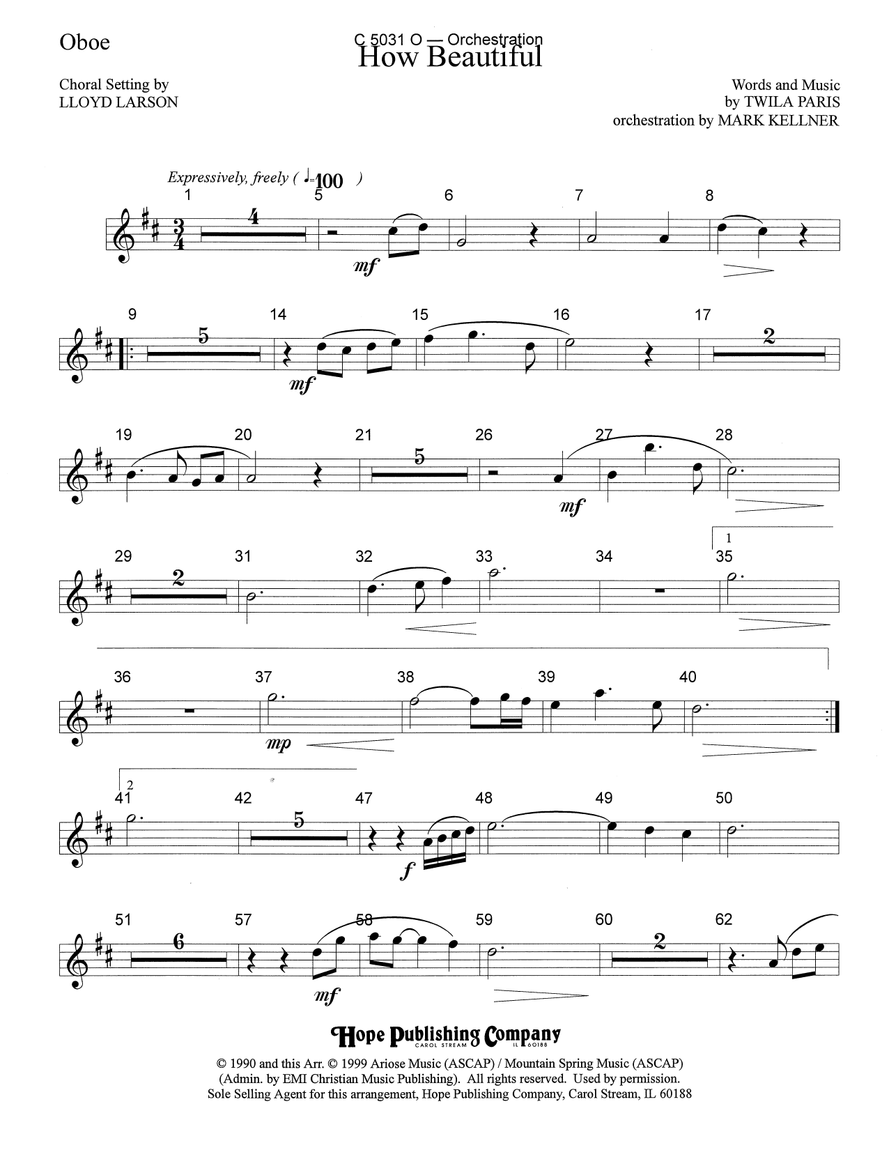 Download Mark Kellner How Beautiful - Oboe Sheet Music and learn how to play Choir Instrumental Pak PDF digital score in minutes