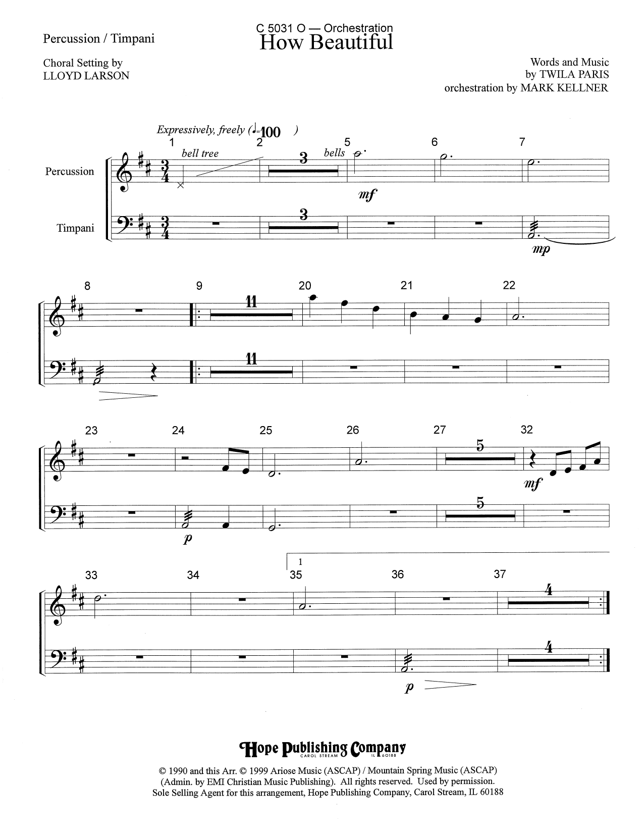 Download Mark Kellner How Beautiful - Percussion/Timpani Sheet Music and learn how to play Choir Instrumental Pak PDF digital score in minutes