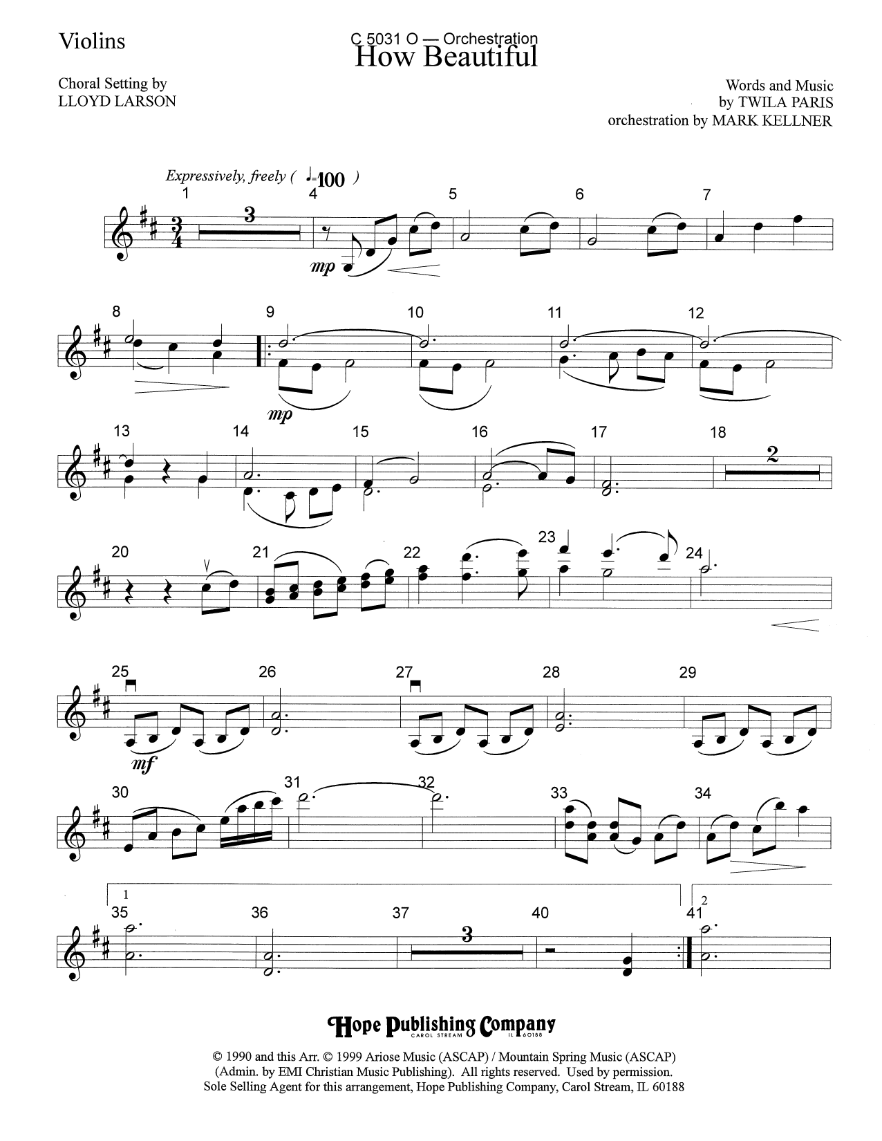 Download Mark Kellner How Beautiful - Violin Sheet Music and learn how to play Choir Instrumental Pak PDF digital score in minutes