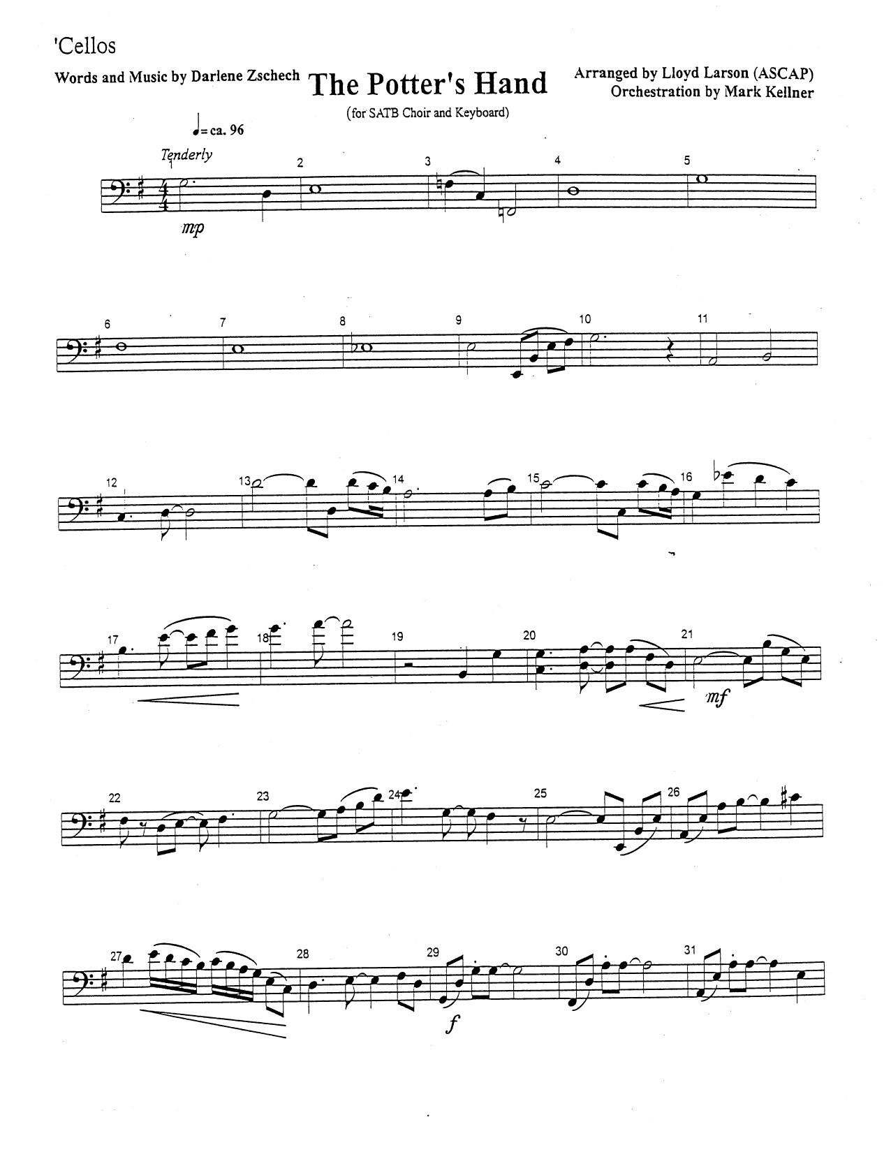 Download Mark Kellner The Potter's Hand - Cello Sheet Music and learn how to play Choir Instrumental Pak PDF digital score in minutes