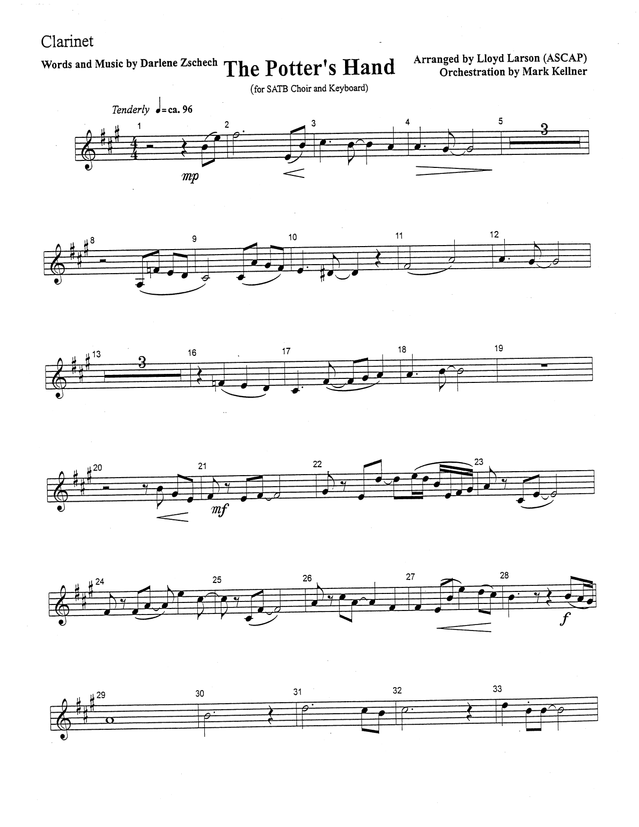 Download Mark Kellner The Potter's Hand - Clarinet Sheet Music and learn how to play Choir Instrumental Pak PDF digital score in minutes