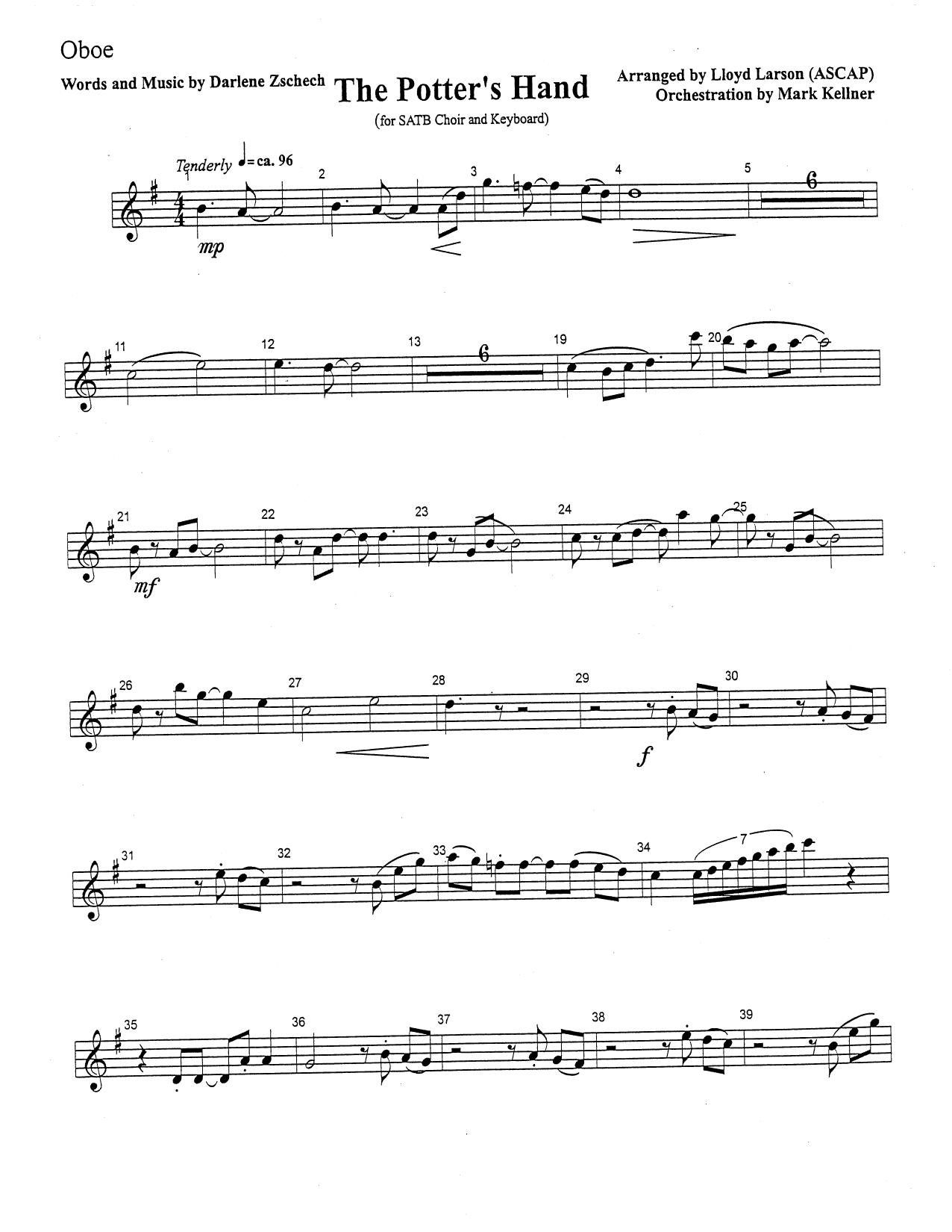 Download Mark Kellner The Potter's Hand - Oboe Sheet Music and learn how to play Choir Instrumental Pak PDF digital score in minutes