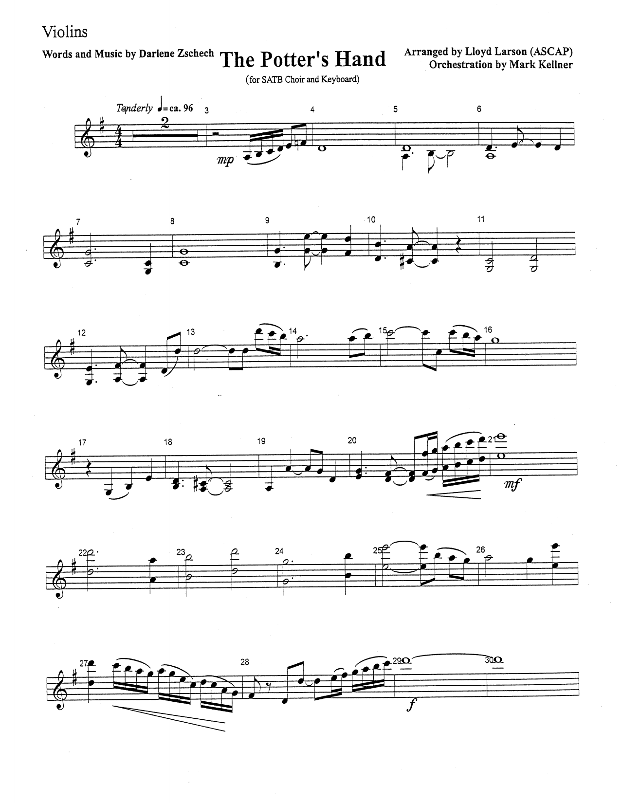 Download Mark Kellner The Potter's Hand - Violin Sheet Music and learn how to play Choir Instrumental Pak PDF digital score in minutes