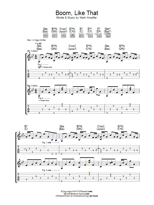 Download Mark Knopfler Boom, Like That Sheet Music and learn how to play Lyrics & Chords PDF digital score in minutes