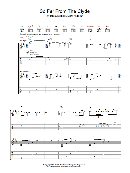 Download Mark Knopfler So Far From The Clyde Sheet Music and learn how to play Lyrics & Chords PDF digital score in minutes