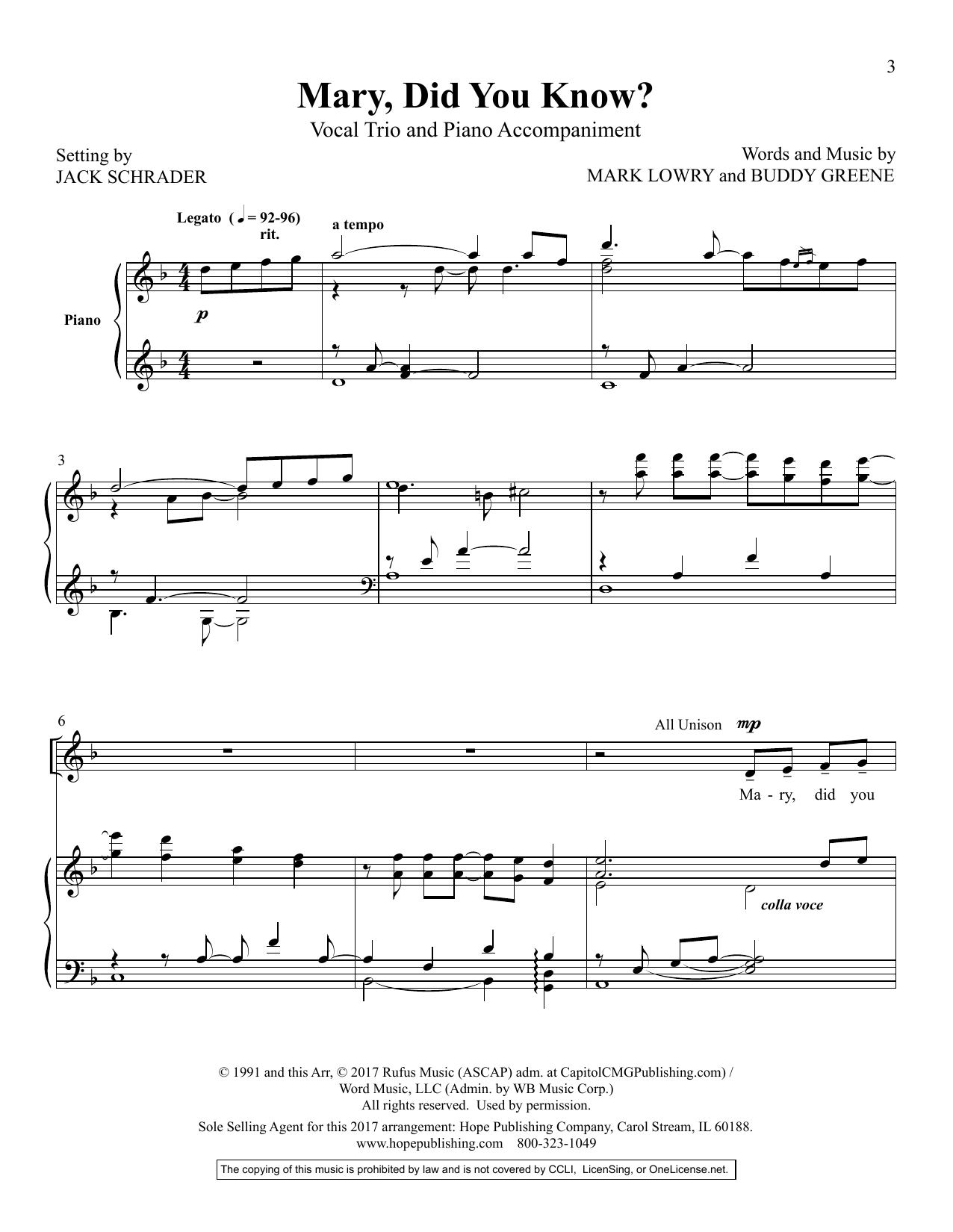 Download Mark Lowry Mary, Did You Know? (arr. Jack Schrader) Sheet Music and learn how to play 3-Part Mixed Choir PDF digital score in minutes