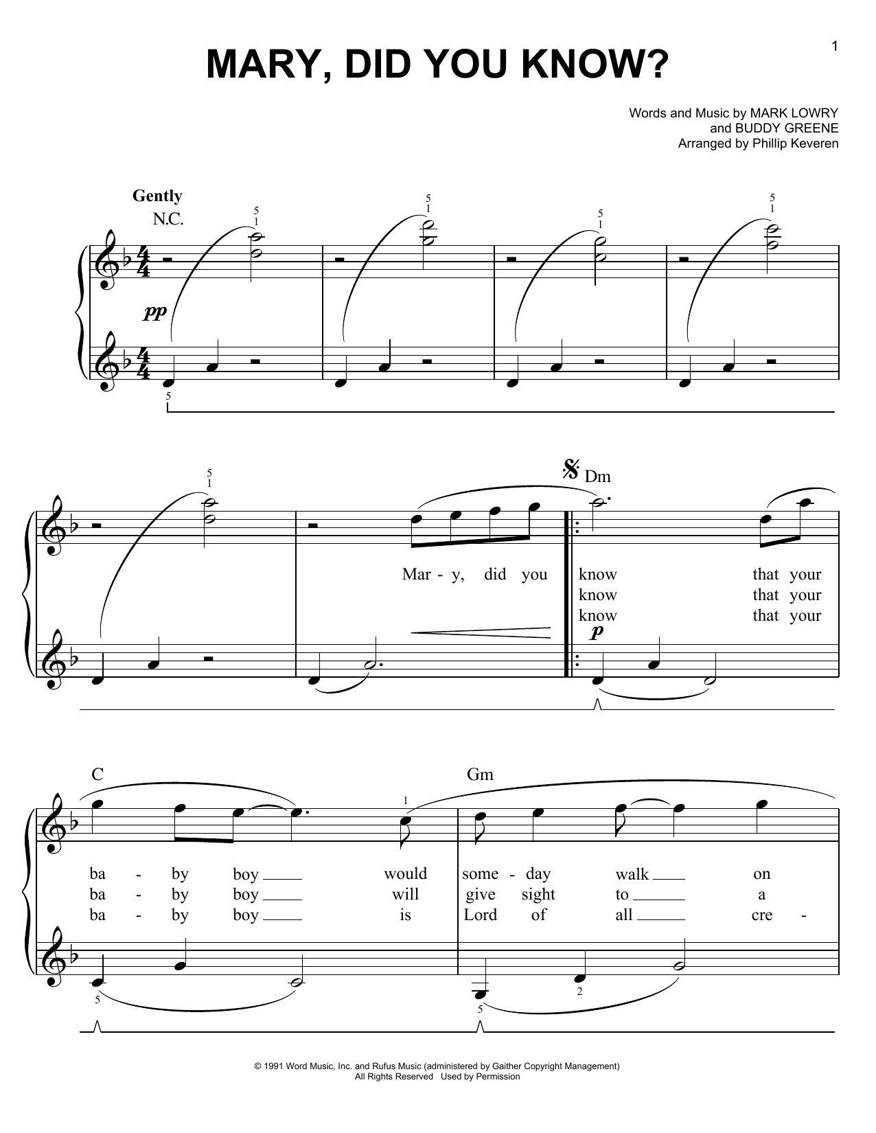Download Mark Lowry Mary, Did You Know? (arr. Phillip Keveren) Sheet Music and learn how to play Easy Piano PDF digital score in minutes