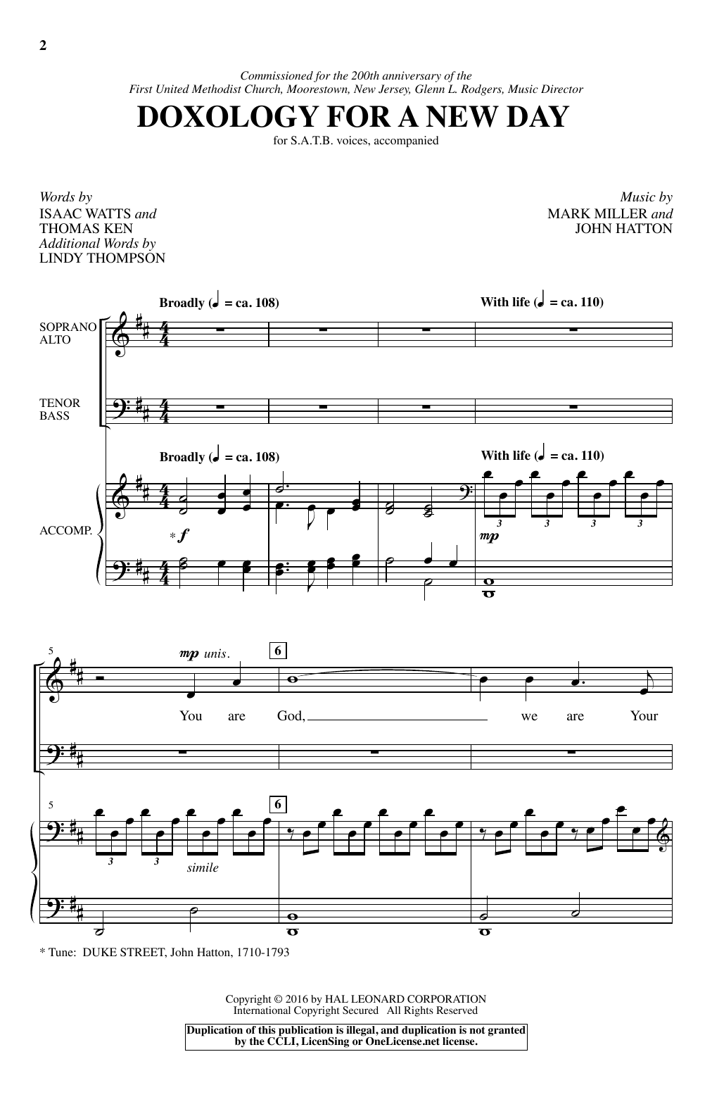 Download Mark Miller Doxology For A New Day Sheet Music and learn how to play SATB PDF digital score in minutes