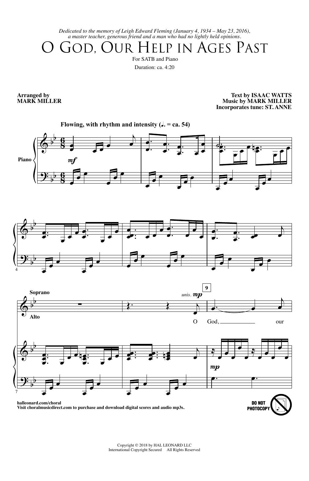 Download Mark Miller O God, Our Help In Ages Past Sheet Music and learn how to play SATB Choir PDF digital score in minutes