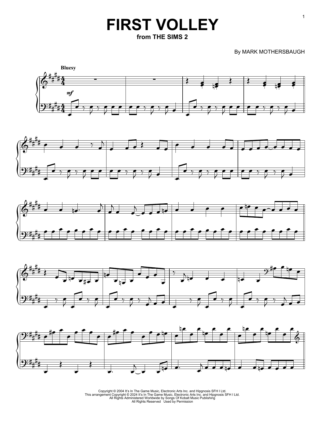 Download Mark Mothersbaugh First Volley (from The Sims 2) Sheet Music and learn how to play Piano Solo PDF digital score in minutes