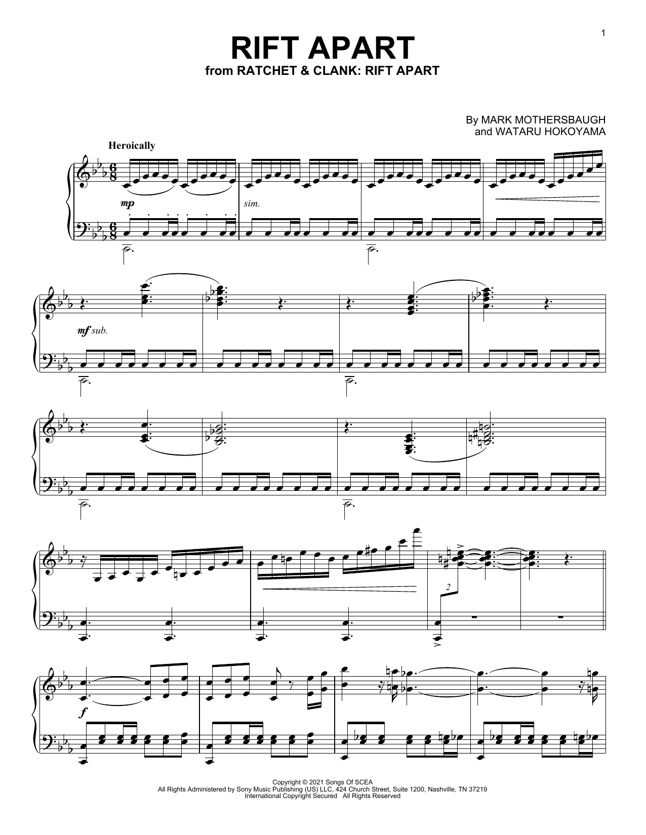 Download Mark Mothersbaugh Rift Apart (from Ratchet & Clank: Rift Apart) Sheet Music and learn how to play Easy Piano Solo PDF digital score in minutes