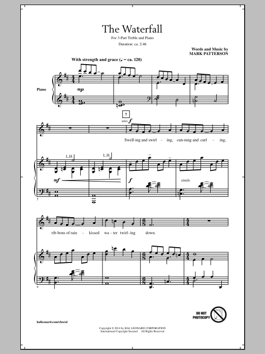Download Mark Patterson The Waterfall Sheet Music and learn how to play 3-Part Treble PDF digital score in minutes