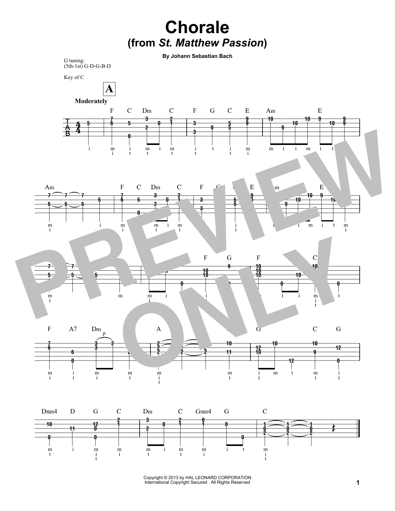 Download Mark Phillips Chorale Sheet Music and learn how to play Banjo PDF digital score in minutes