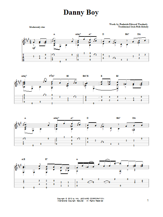 Download Mark Phillips Danny Boy Sheet Music and learn how to play Easy Guitar Tab PDF digital score in minutes