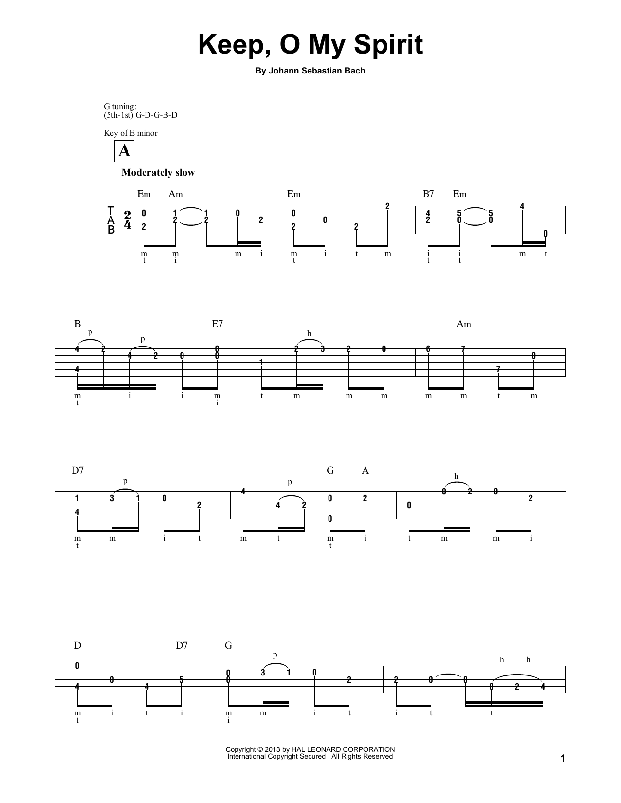 Download Mark Phillips Keep, O My Spirit Sheet Music and learn how to play Banjo PDF digital score in minutes
