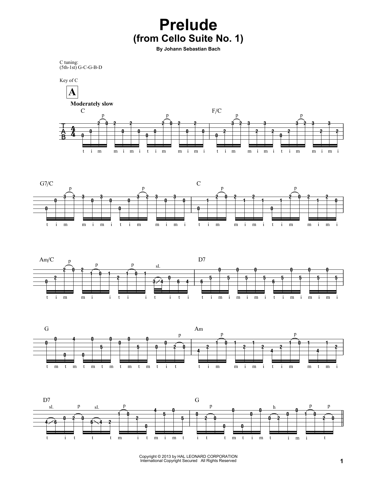 Download Mark Phillips Prelude (Cello Suite No. 1) Sheet Music and learn how to play Banjo PDF digital score in minutes