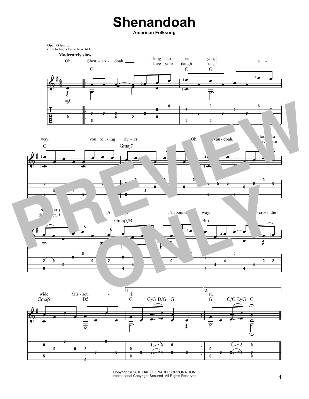 Download Mark Phillips Shenandoah Sheet Music and learn how to play Guitar Tab PDF digital score in minutes