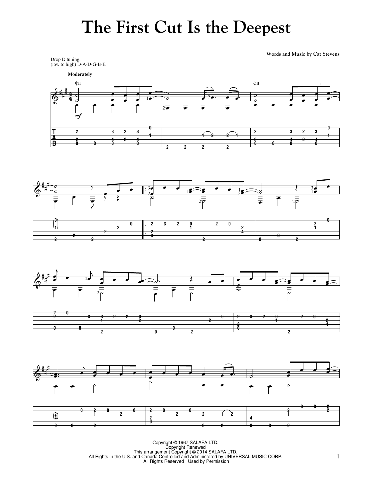 Download Sheryl Crow The First Cut Is The Deepest Sheet Music and learn how to play Guitar Tab PDF digital score in minutes