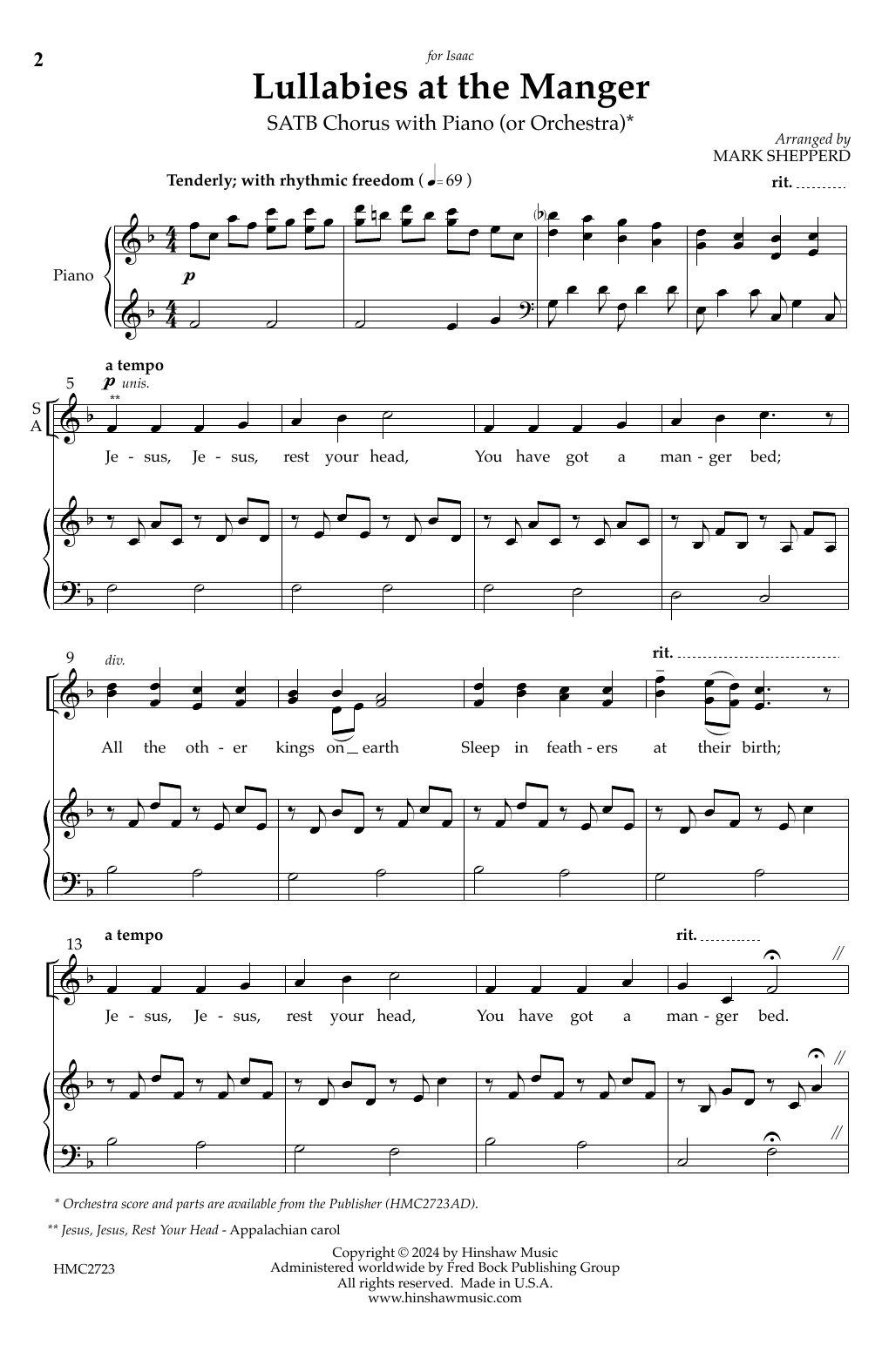 Download Mark Shepperd Lullabies at the Manger Sheet Music and learn how to play SATB Choir PDF digital score in minutes