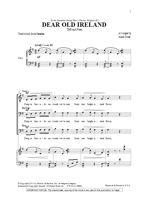 Download Mark Sirett Dear Old Ireland Sheet Music and learn how to play TBB PDF digital score in minutes