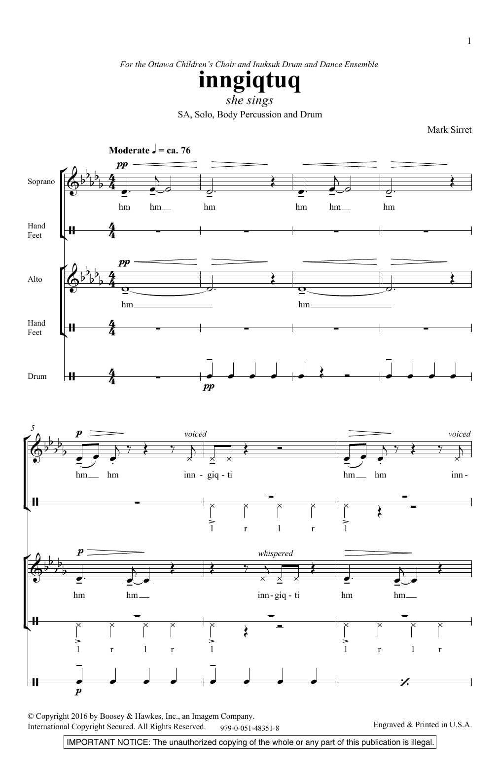 Download Mark Sirett Inngiqtuq Sheet Music and learn how to play 2-Part Choir PDF digital score in minutes