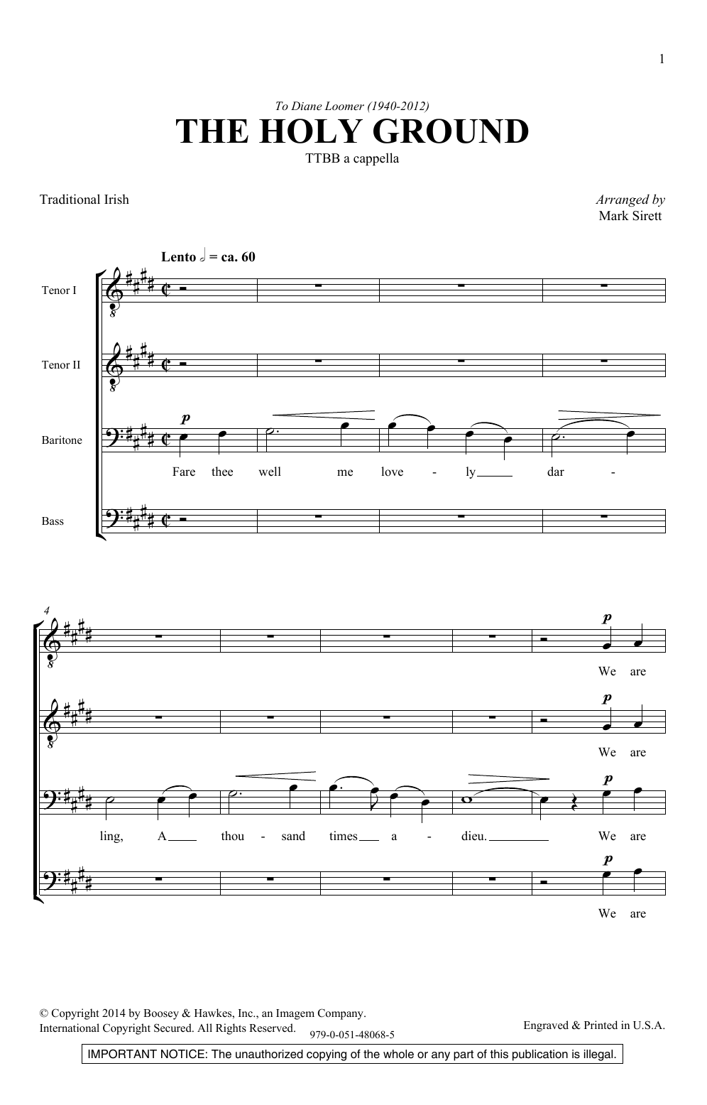 Download Mark Sirett The Holy Ground Sheet Music and learn how to play TTBB Choir PDF digital score in minutes