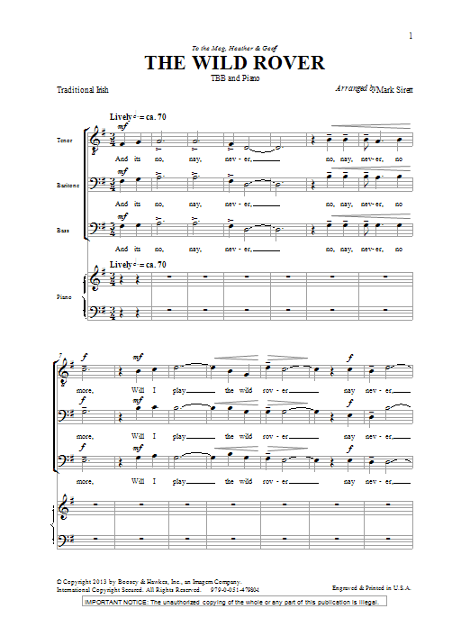 Download Mark Sirett The Wild Rover Sheet Music and learn how to play TBB PDF digital score in minutes