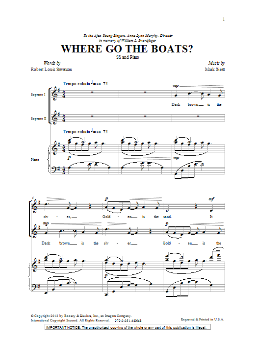 Download Mark Sirett Where Go The Boats Sheet Music and learn how to play 2-Part Choir PDF digital score in minutes