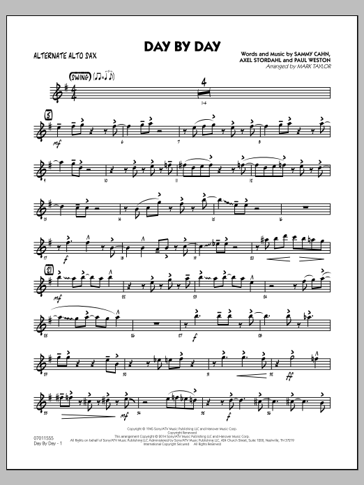 Download Mark Taylor Day by Day - Alternate Alto Sax Sheet Music and learn how to play Jazz Ensemble PDF digital score in minutes