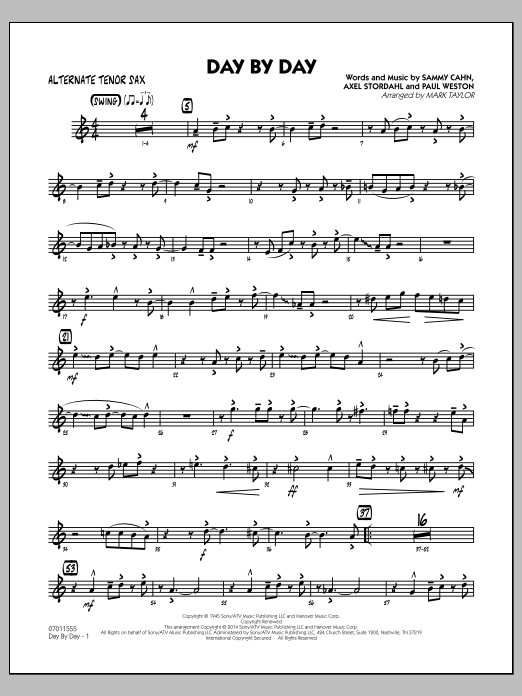 Download Mark Taylor Day by Day - Alternate Tenor Sax Sheet Music and learn how to play Jazz Ensemble PDF digital score in minutes