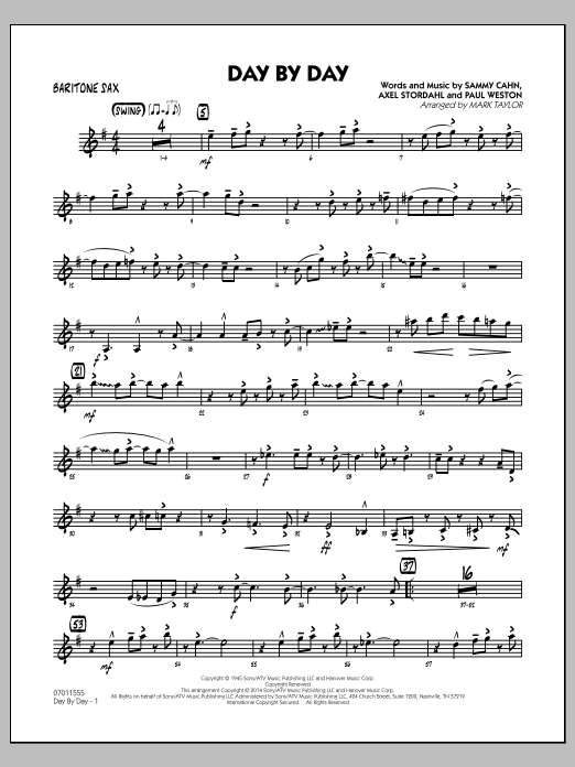 Download Mark Taylor Day by Day - Baritone Sax Sheet Music and learn how to play Jazz Ensemble PDF digital score in minutes