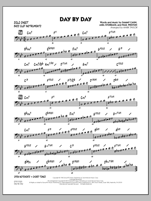 Download Mark Taylor Day by Day - Bass Clef Solo Sheet Sheet Music and learn how to play Jazz Ensemble PDF digital score in minutes