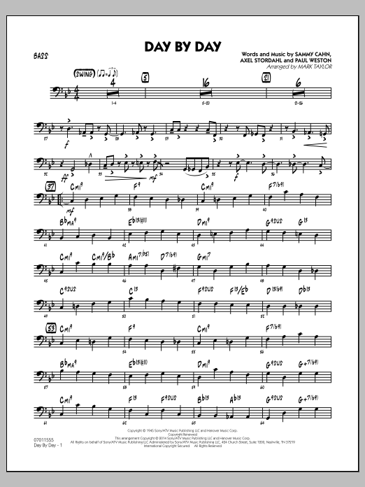 Download Mark Taylor Day by Day - Bass Sheet Music and learn how to play Jazz Ensemble PDF digital score in minutes