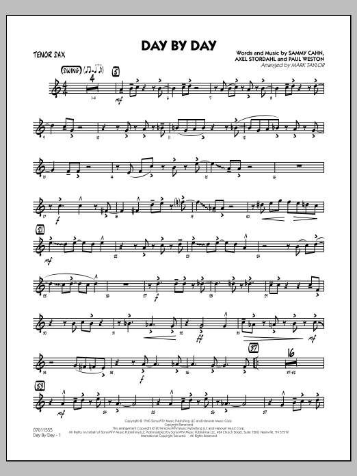 Download Mark Taylor Day by Day - Tenor Sax Sheet Music and learn how to play Jazz Ensemble PDF digital score in minutes