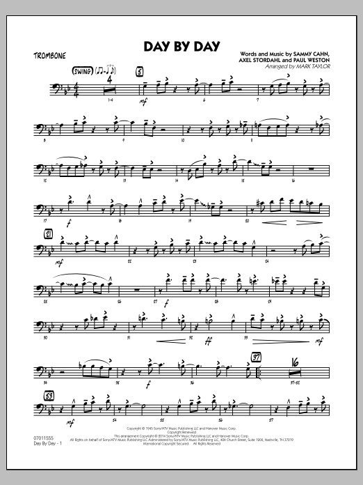Download Mark Taylor Day by Day - Trombone Sheet Music and learn how to play Jazz Ensemble PDF digital score in minutes