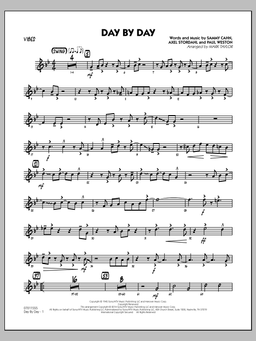 Download Mark Taylor Day by Day - Vibes Sheet Music and learn how to play Jazz Ensemble PDF digital score in minutes