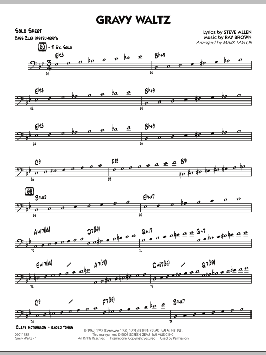 Download Mark Taylor Gravy Waltz - Bass Clef Solo Sheet Sheet Music and learn how to play Jazz Ensemble PDF digital score in minutes