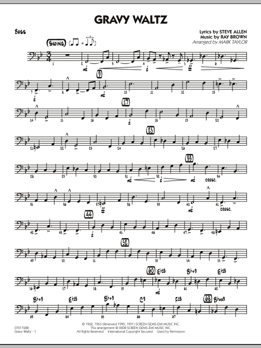 Download Mark Taylor Gravy Waltz - Bass Sheet Music and learn how to play Jazz Ensemble PDF digital score in minutes